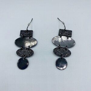 Dark Gray Geometric Shapes Dangle Hook Earrings